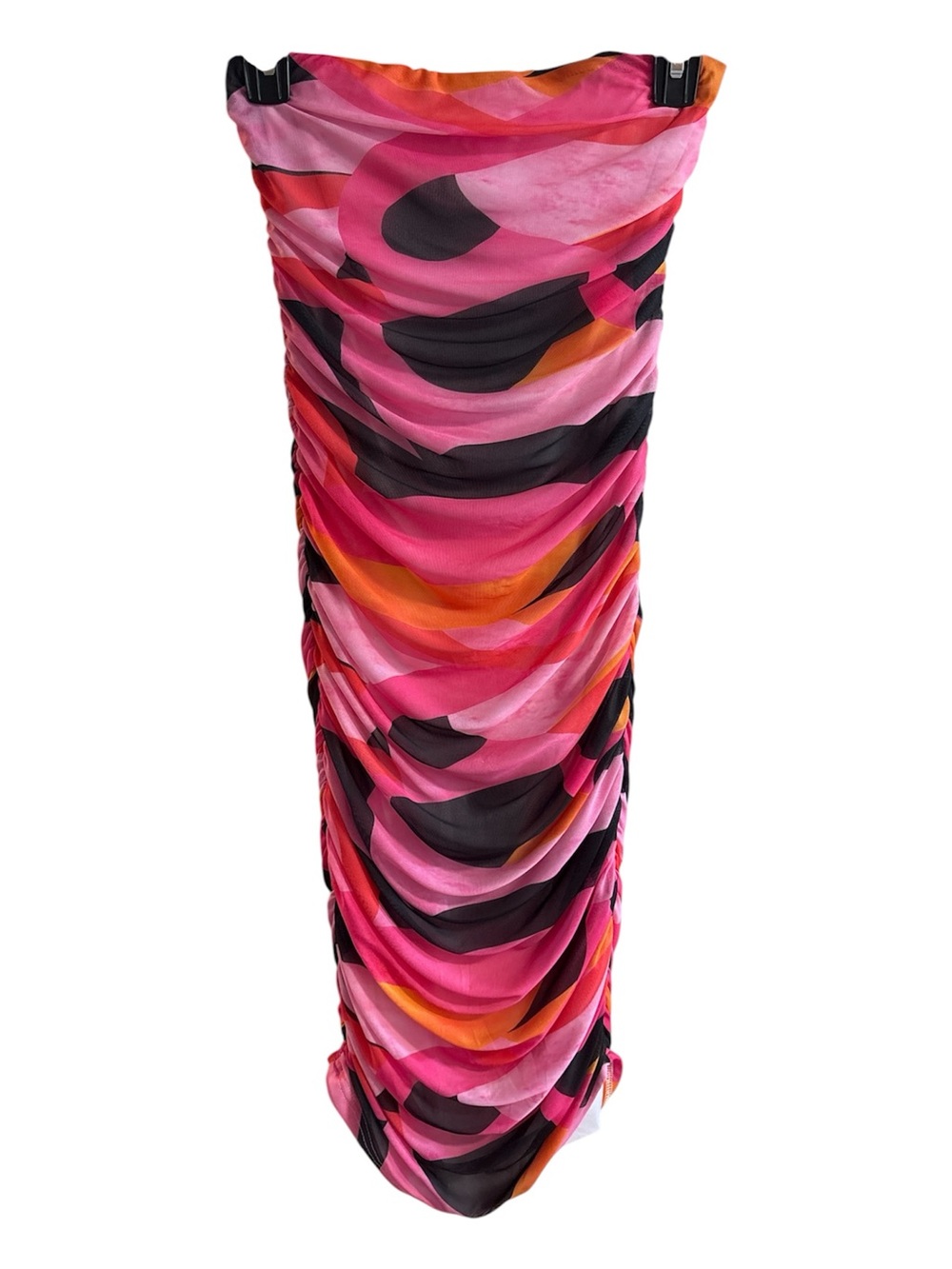 Abstract Strapless Ruched Bodycon Dress - Picture 2 of 11